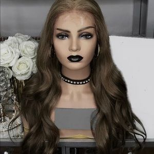 Human hair ash brown wig